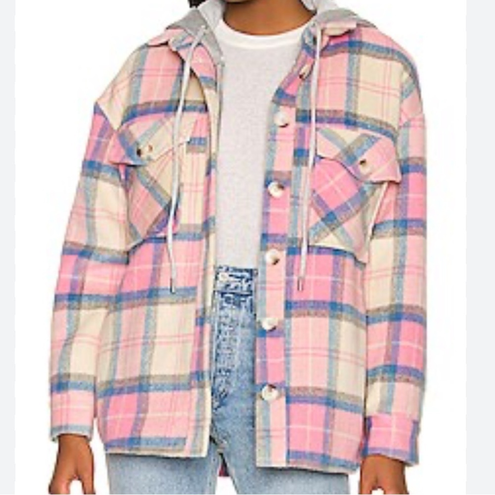 Central Park West Ryder pink blue gray plaid dickie jacket